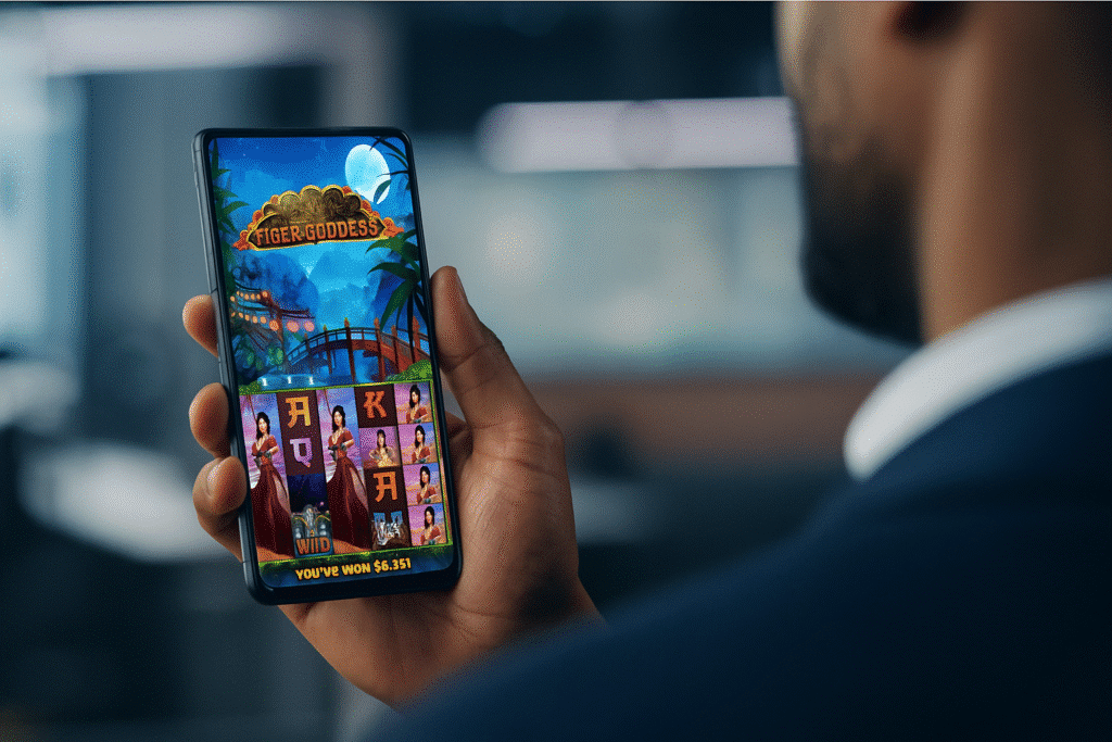 person playing lonestar game on mobile